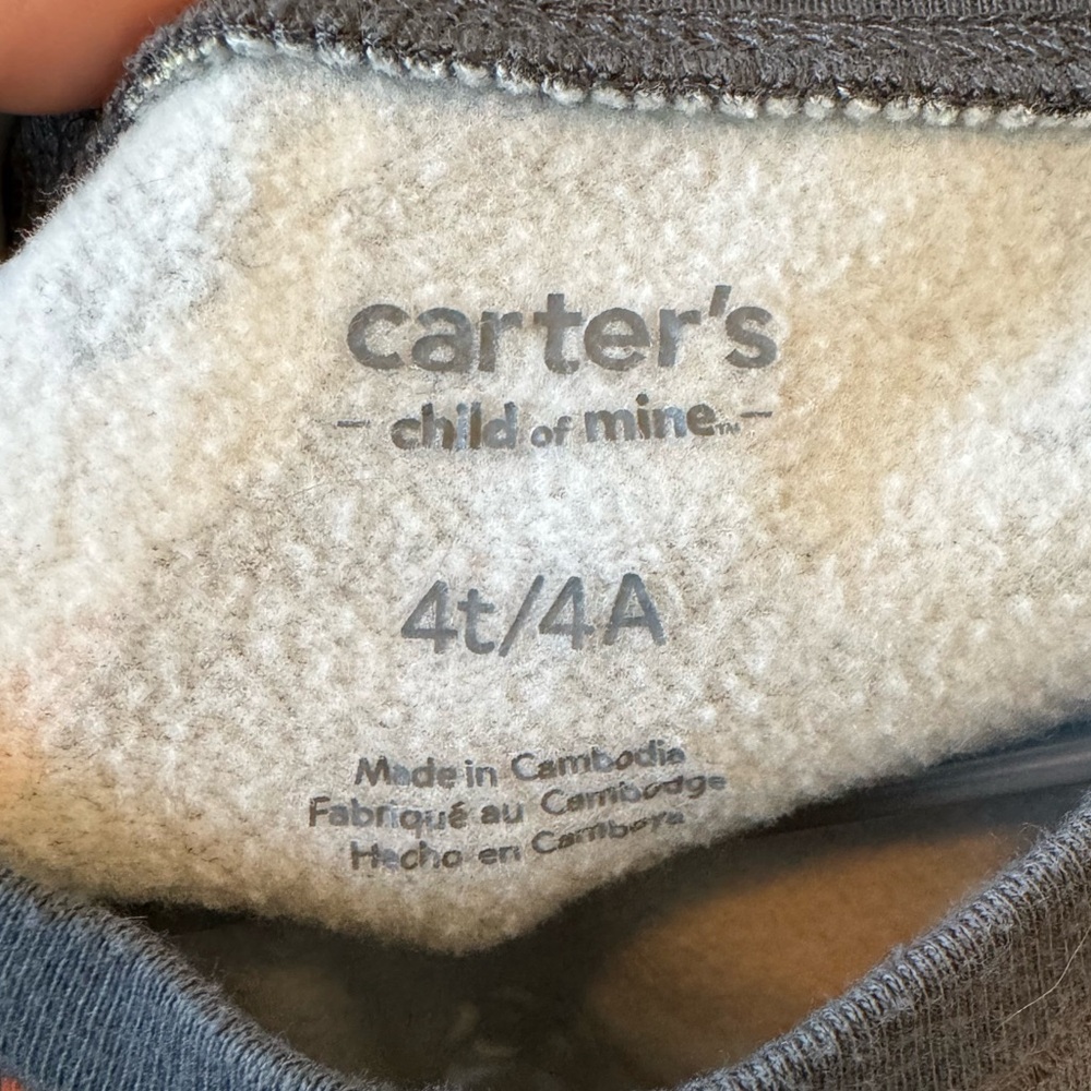 Carter’s Dinosaur Print Gray Kids Sweatshirt 4T Halloween - Picture 3 of 5